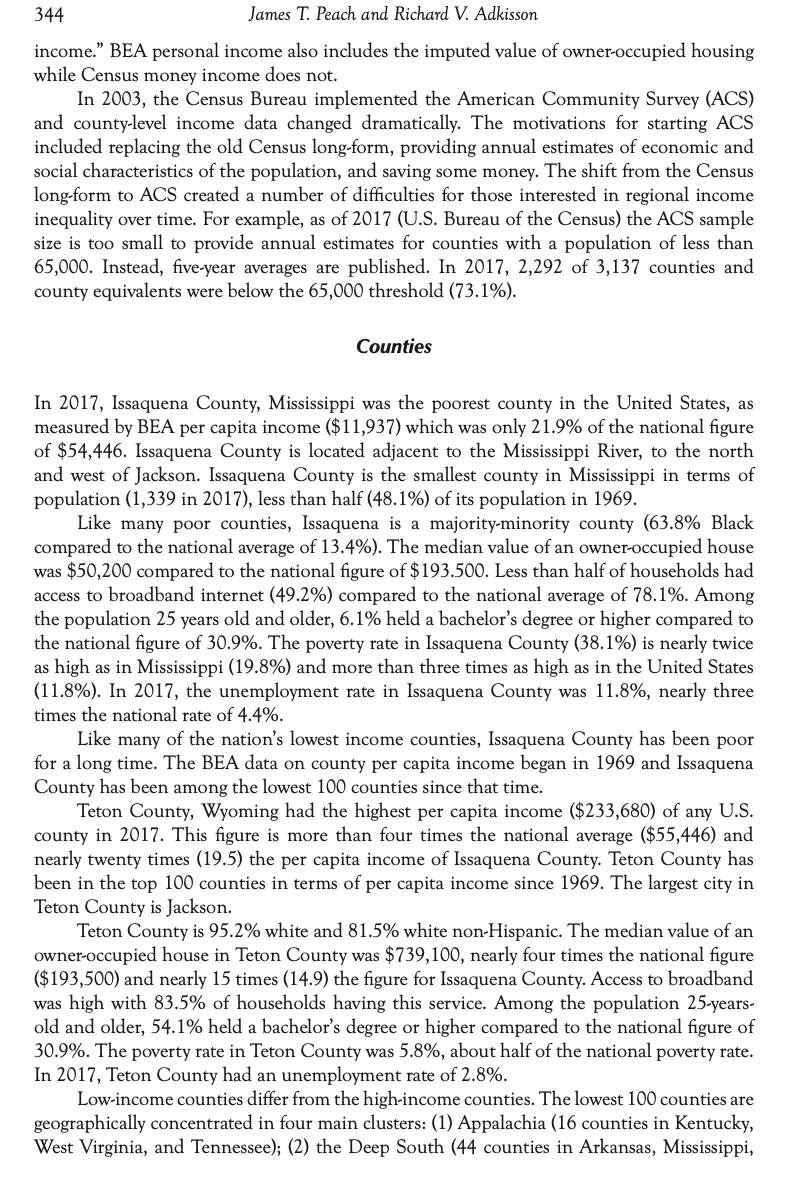 per capita income counties in the United States from 1969 to 2017.