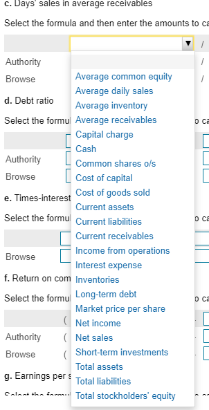Selected income statement data for the current year: Selected balance sheet and