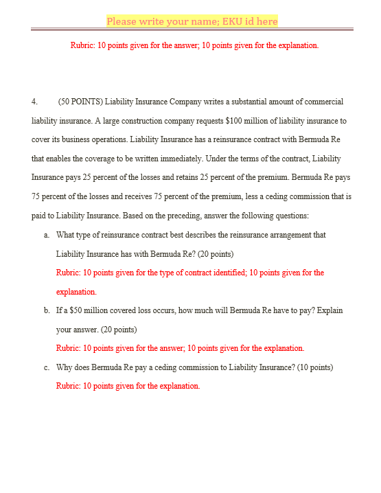 given for identification of corporation relationship. b. Types of insurance written (20