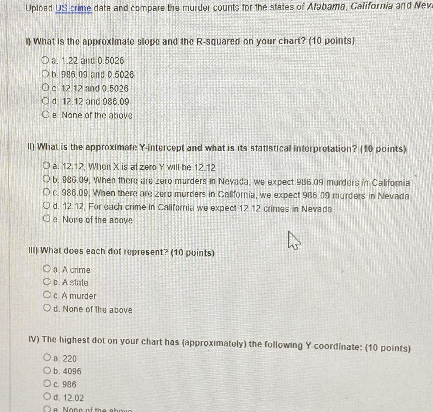 Upload US crime data and compare the murder counts for the states