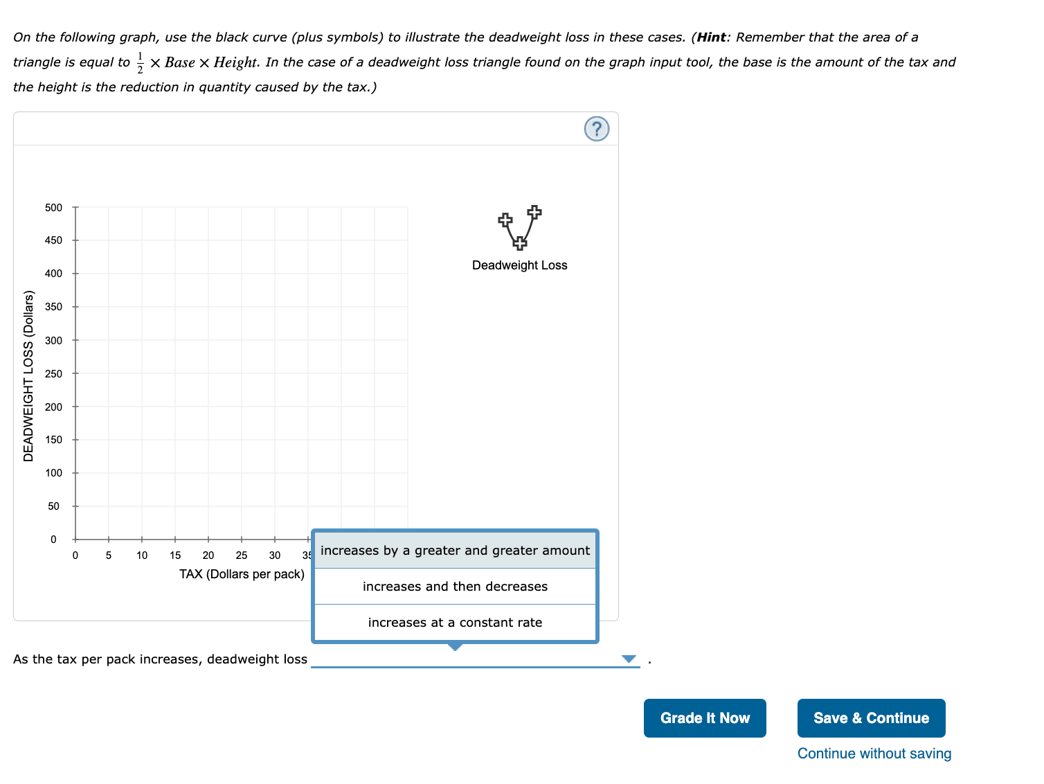 area representing tax revenue. Next, use the green point (triangle symbol) to