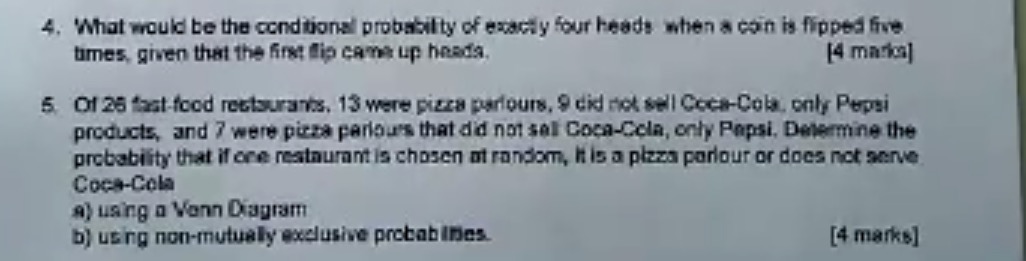 Please help me with these questions (using Probability) and provide clear