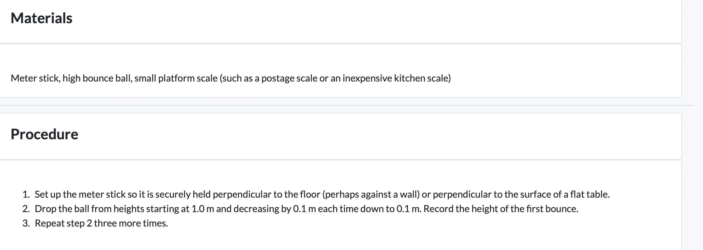 three more times. Observations Drop Trial 1 Trial 2 Trial 3 Trial