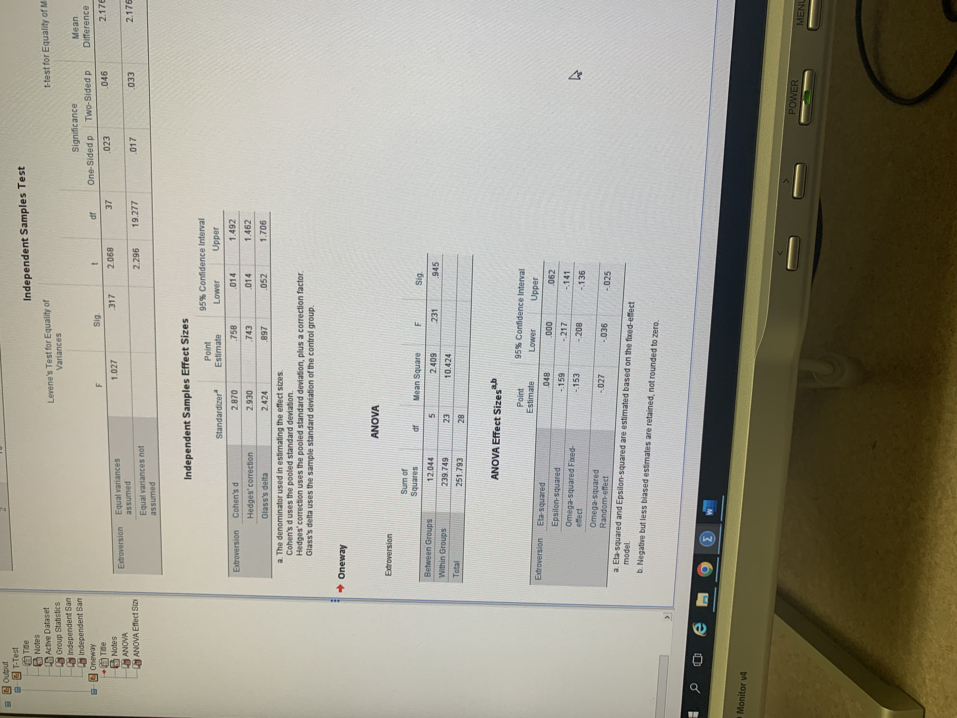 A one-way between-groups ANOVA for these five groups was conducted. Results indicated