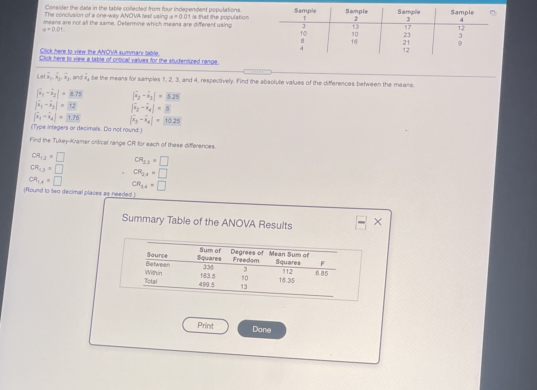  Sample Sample Sample Sample Consider the data in the table collected