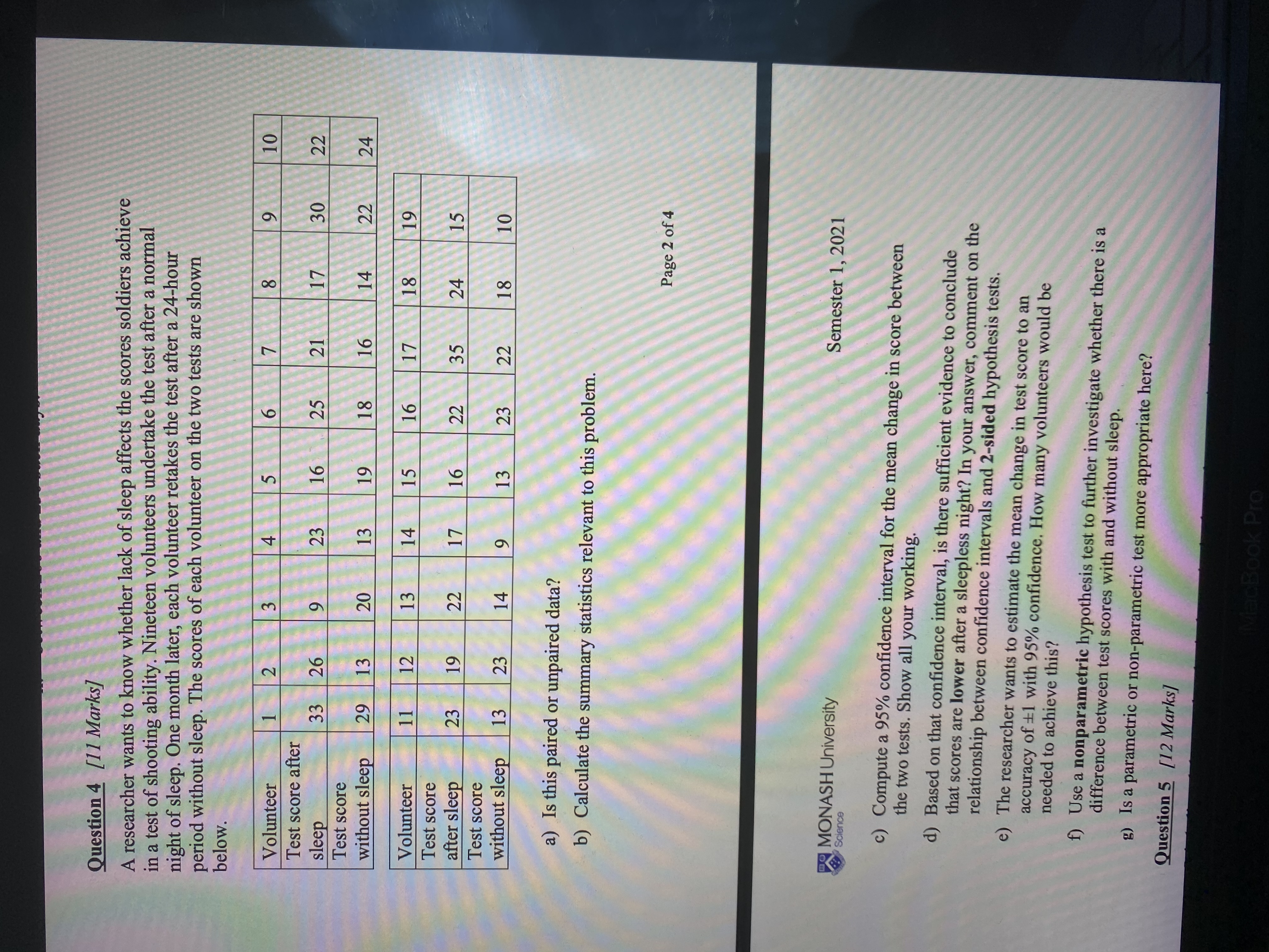 I'm having difficulty in doing number 4, I know it's paired data