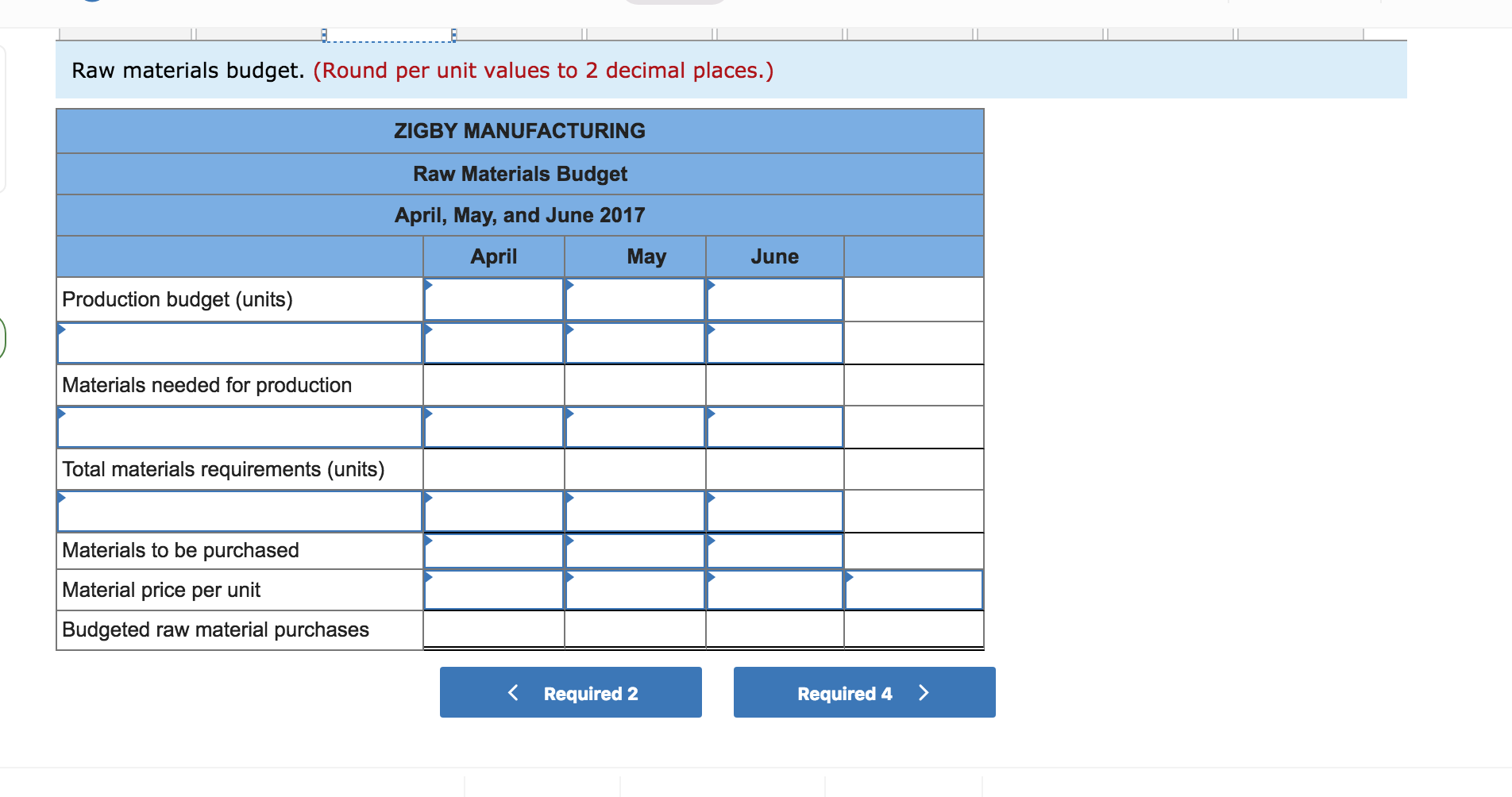 equal 50% of the next month's materials requirements. The March 31 raw