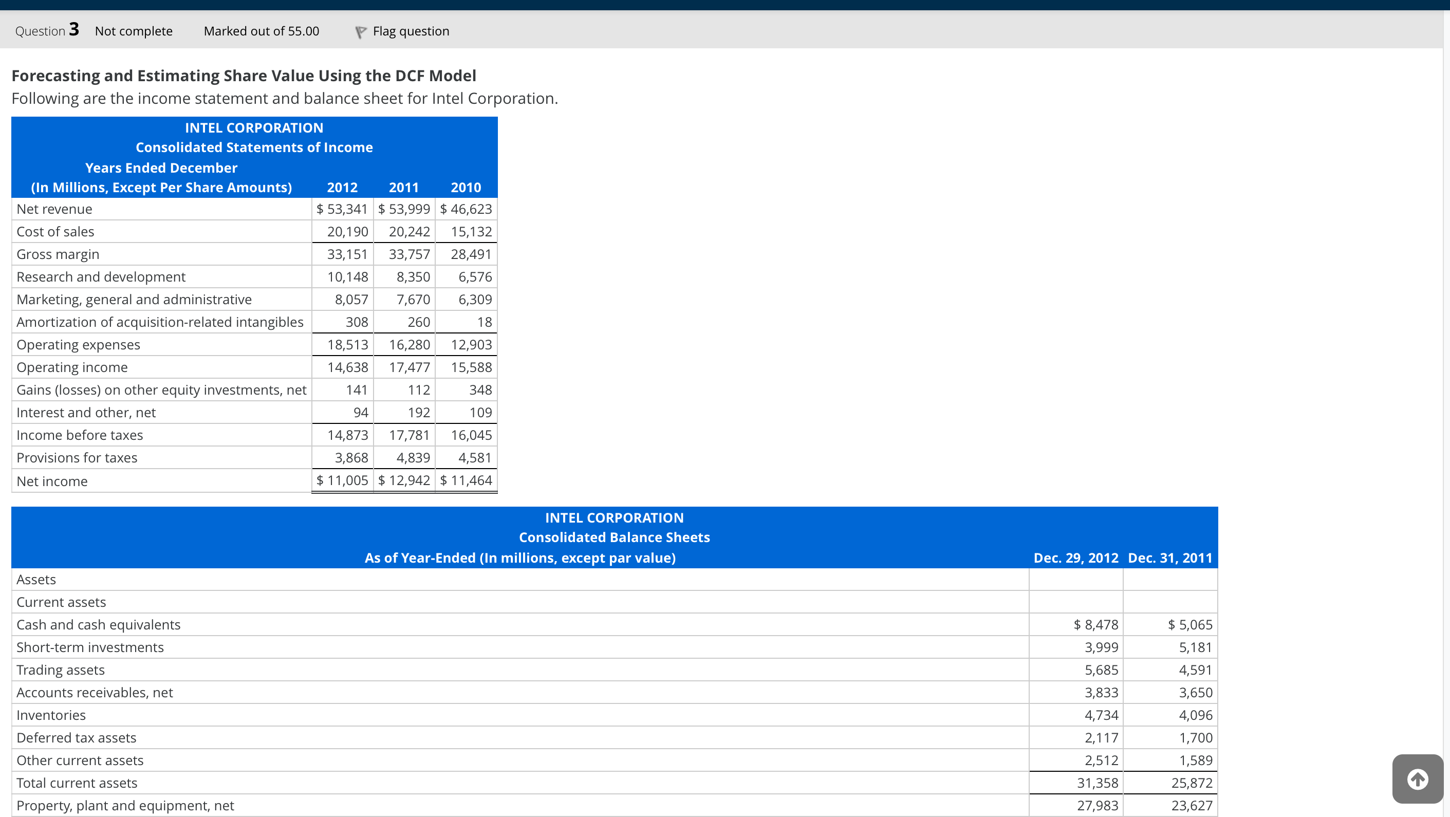please help solve the missing balances Question 3 Not complete Marked out