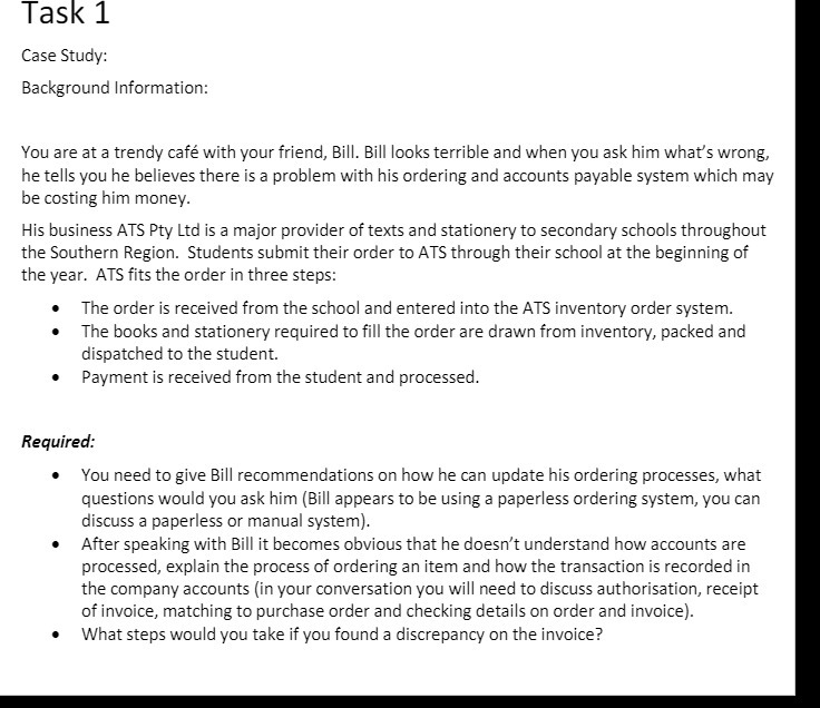 Task 1 Case Study: Background Information: You are at a trendy