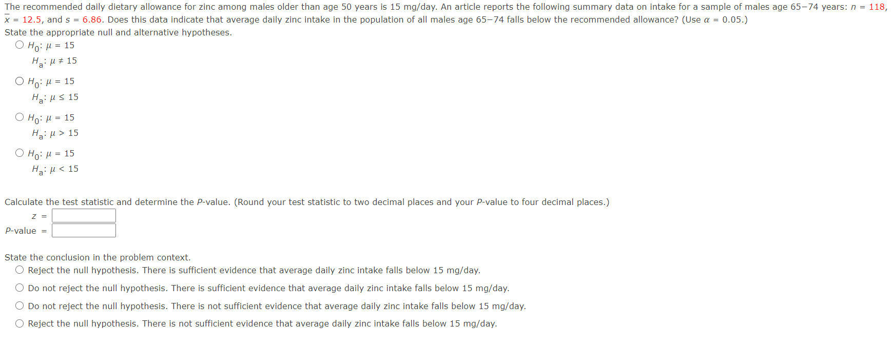a test specimen is normally distributed with 0 = 8. The hypotheses