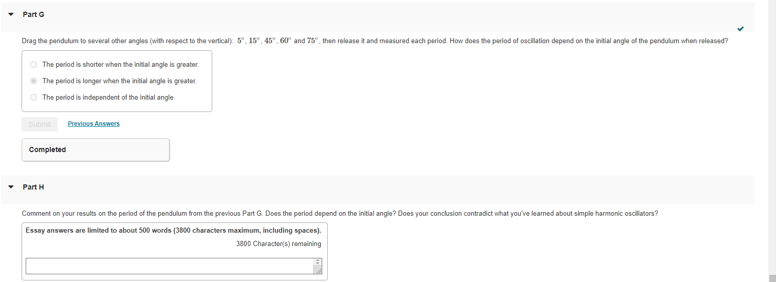 for initial angles much greater than 30 degrees) Part A Click on