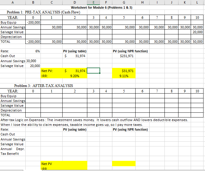 Referring to Problem 1 (above) (a)Using EXCEL's NPV function, calculate the Net
