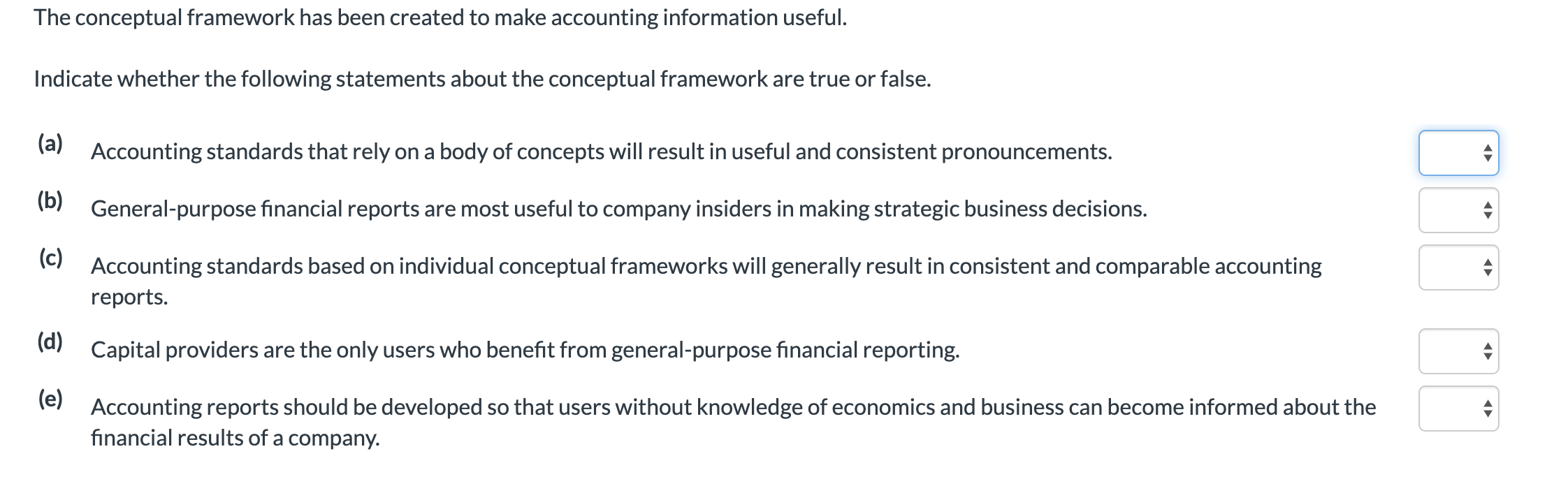 true or false The conceptual framework has been created to make accounting
