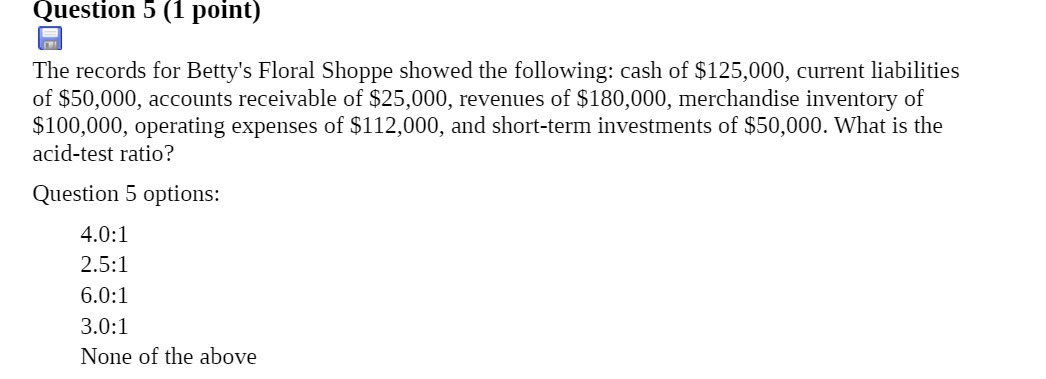 Shoppe showed the following : cash of $125 , 000 , current