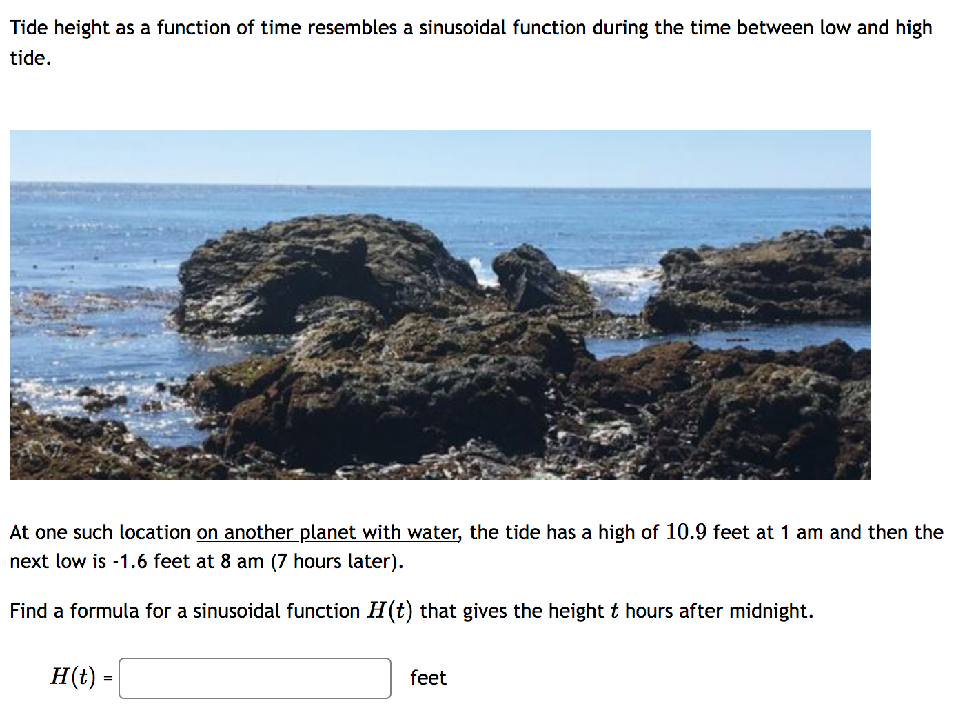  Tide height as a function of time resembles a sinusoidal function