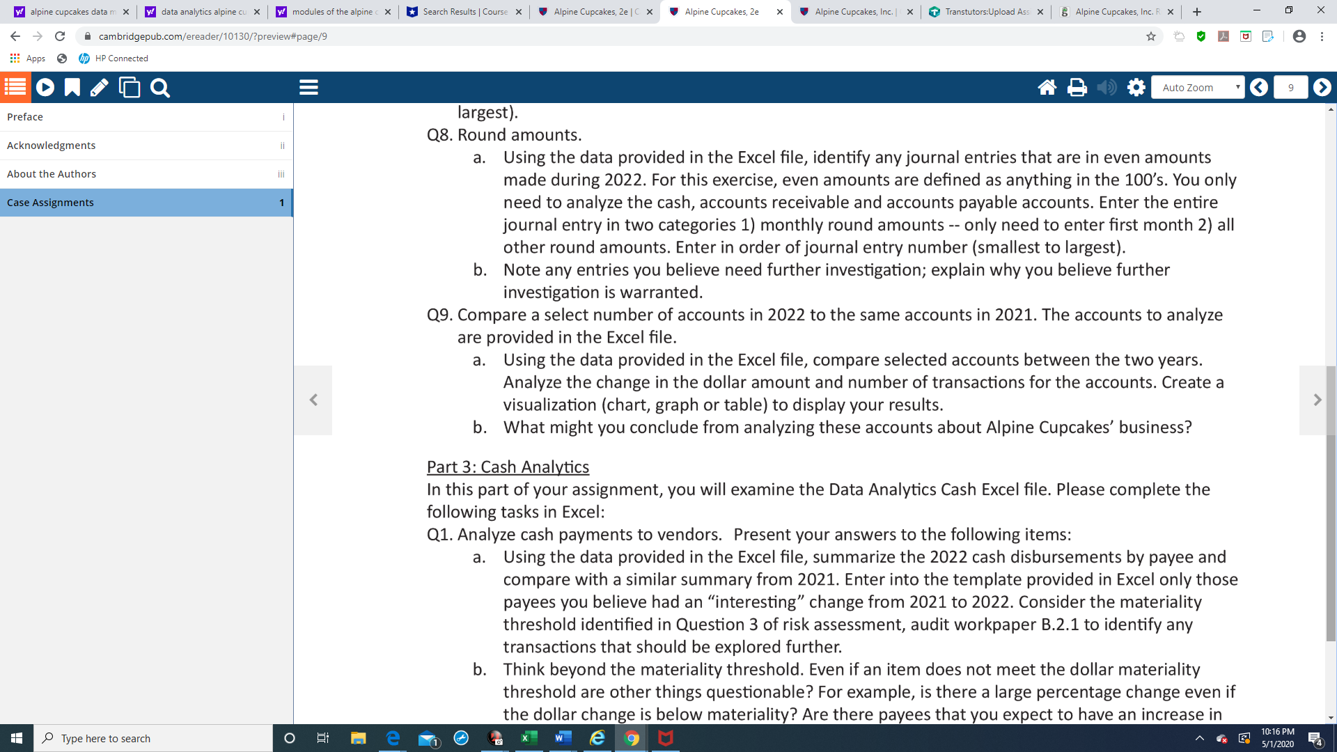 y alpine cupcakes data m x y! data analytics alpine cu