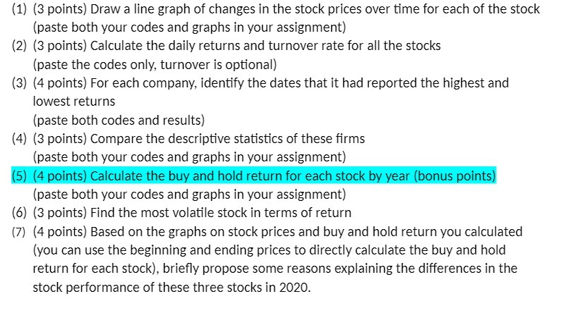 (1) (3 points) Draw a line graph of changes in the