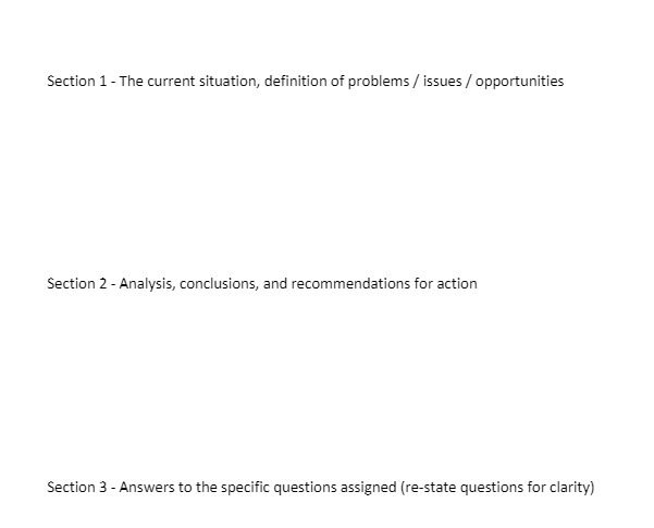  Section 1 - The current situation, definition of problems / issues