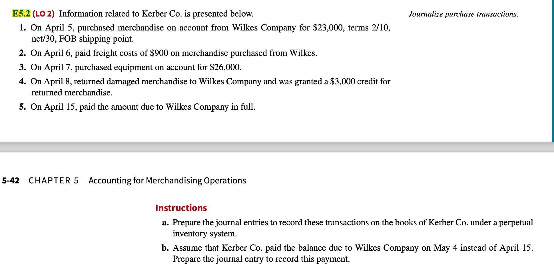 $23,000, terms 2/10, net/30, FOB shipping point. 2. On April 6, paid