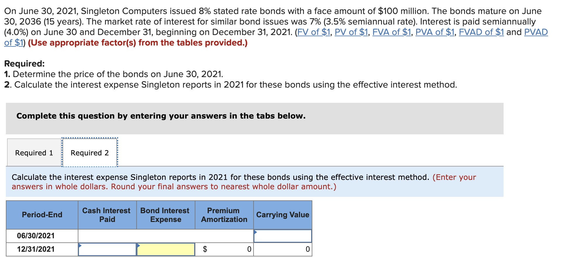 on June 30, 2036 (15 years). The market rate ofinterest for similar