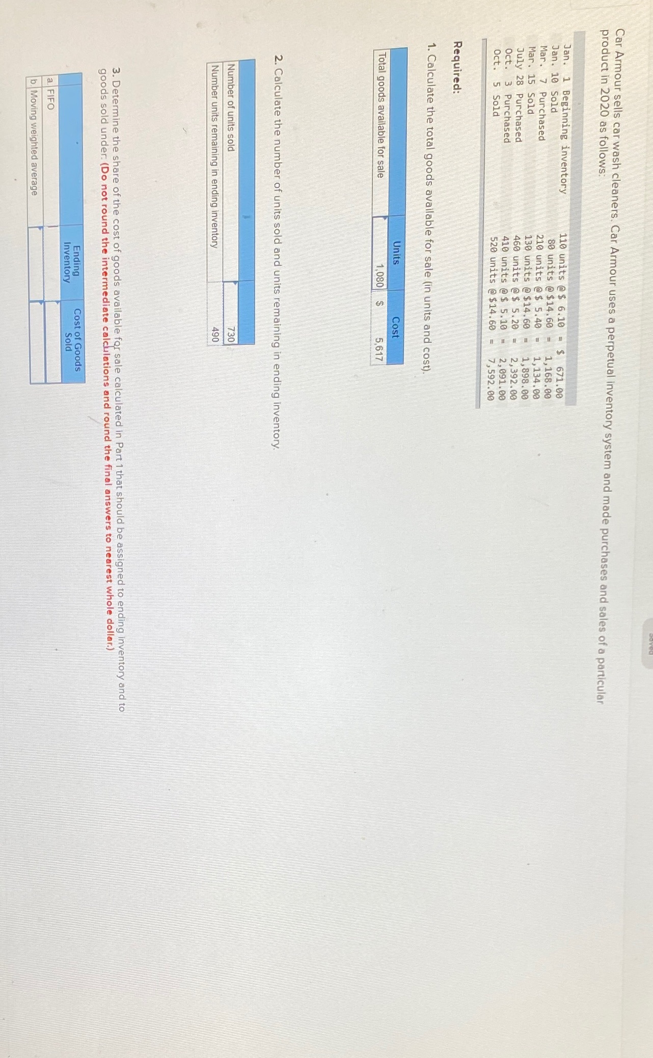 I need help with question 3 please Car Armour sells car wash