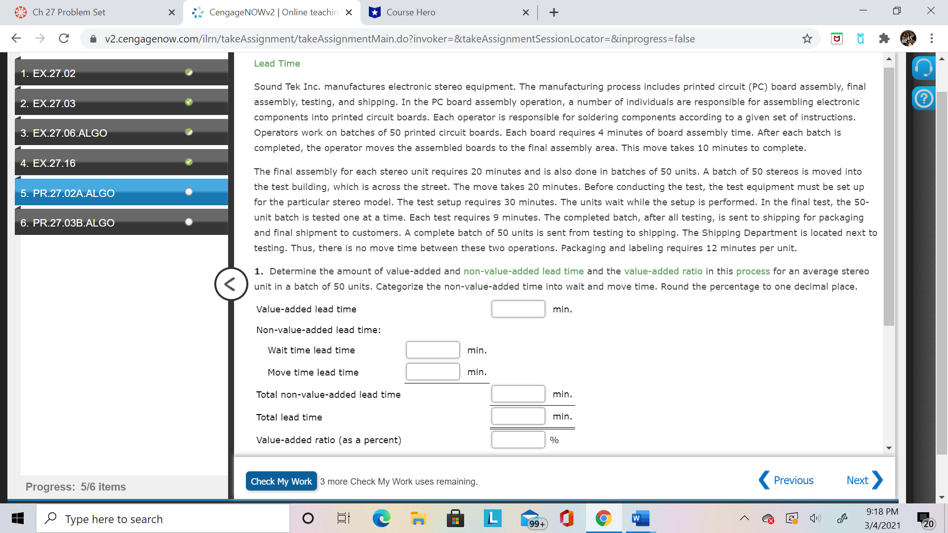 Also, #2 is 2.Move time in this process could best be reduced
