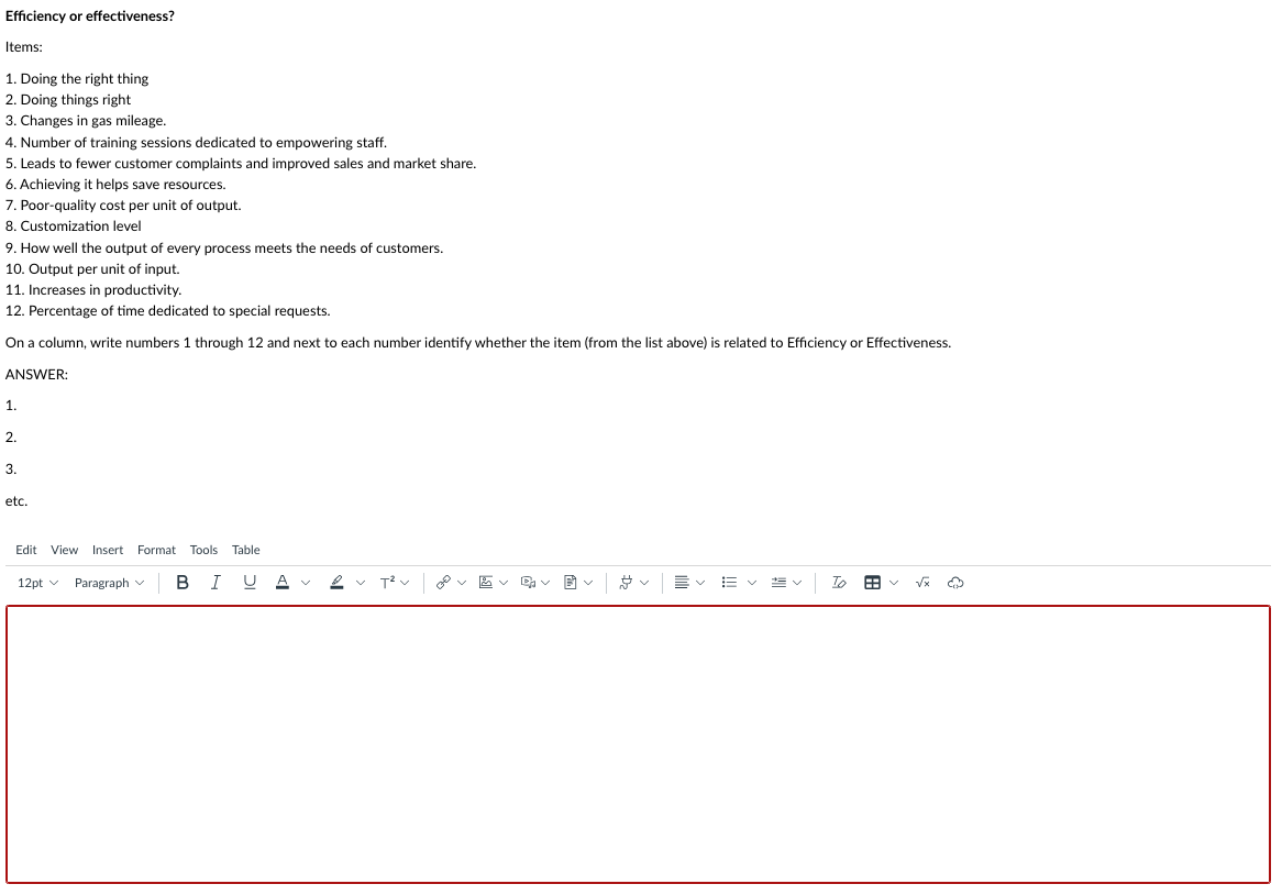things right 3. Changes in gas mileage. 4. Number of training sessions