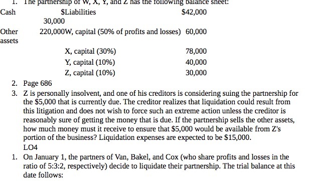 profits and losses) 60,000 X, capital (30%) Y, capital (10%) Z, capital