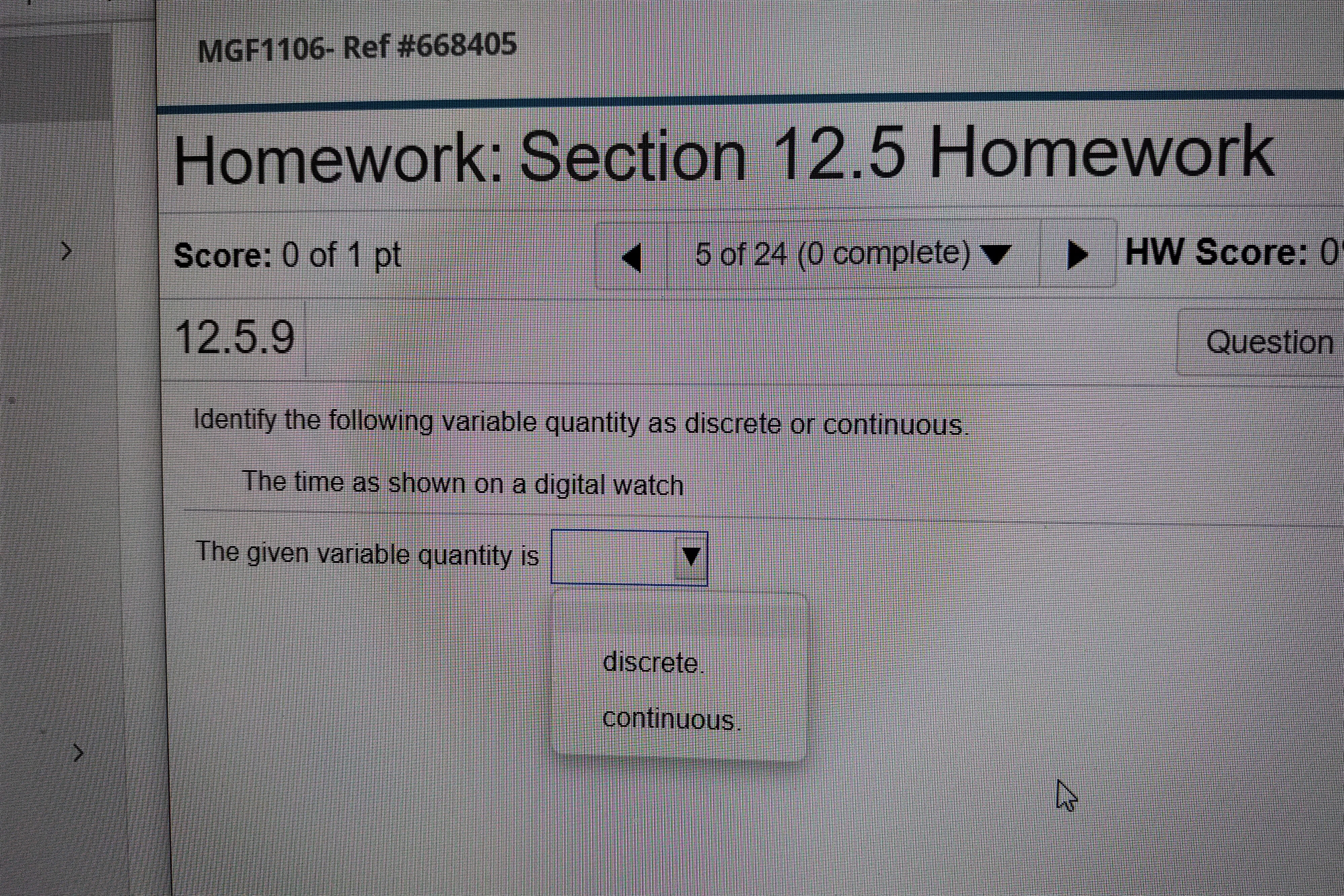 This is from Math MGF 1106 for liberal arts. Section 12.4 "measures