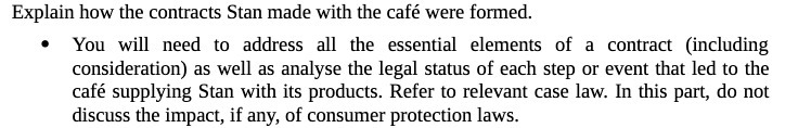 Explain how the contracts Stan made with the cafe were formed.