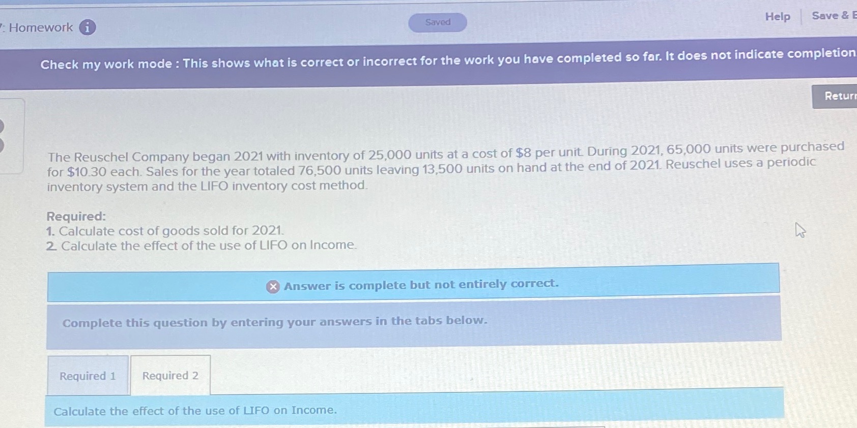 This shows what is correct or incorrect for the work you have