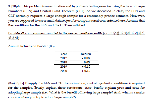 the conditions for the LLN and the CLT are satisfied. Provide all