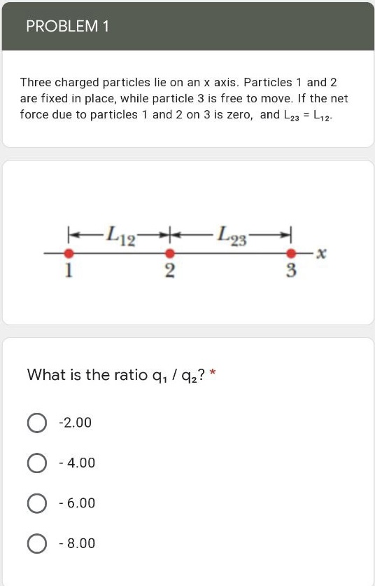 to move. If the net force due to particles 1 and 2