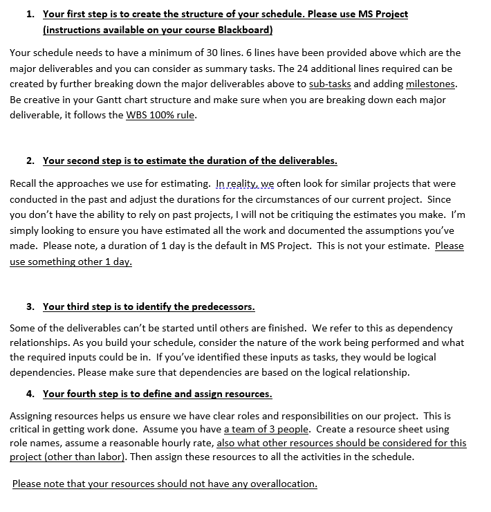 project. The objective of this assignment is to determine how long it