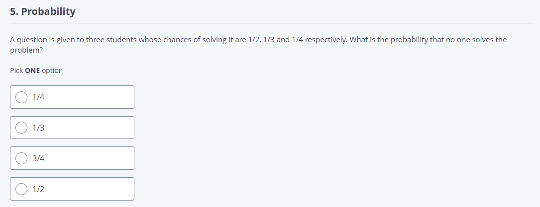 of solving it are 1/2, 1/3 and 1/4 respectively. What is the