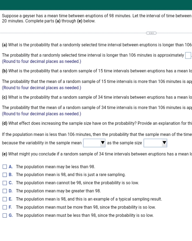 this is the whole question I need help with Suppose a geyser