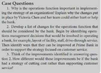 Case Questions 1. Why is the operations function important in implement-