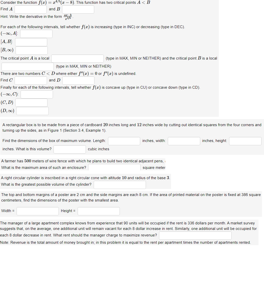 two critical points A < B and B Hint: Write the derivative