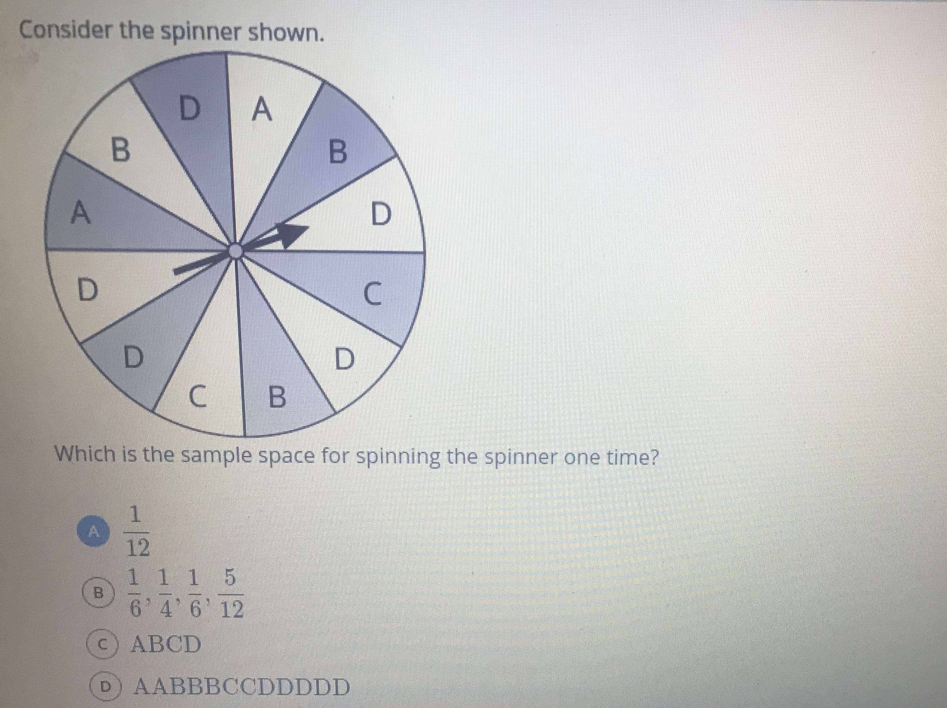 spinner lands on a B the first time or a D the