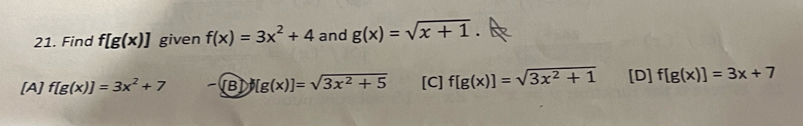 21. given f(x) = 3x2 + 7