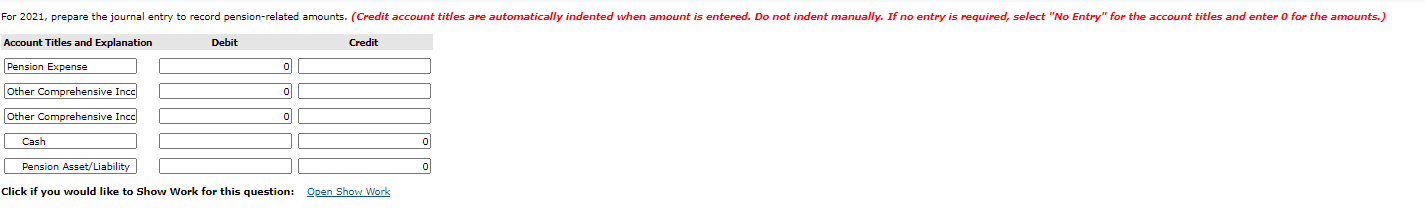 pension-related amounts. (Credit account titles are automatically indented when amount is entered.