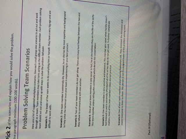 Explain how would you solve the problem? ick 2 of the scenarios
