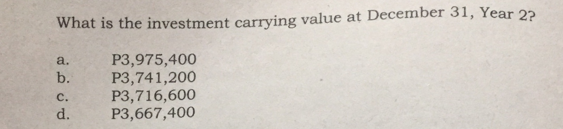 P3,667,400MC17 On January 1, Year 2, Grand Company purchased as held for