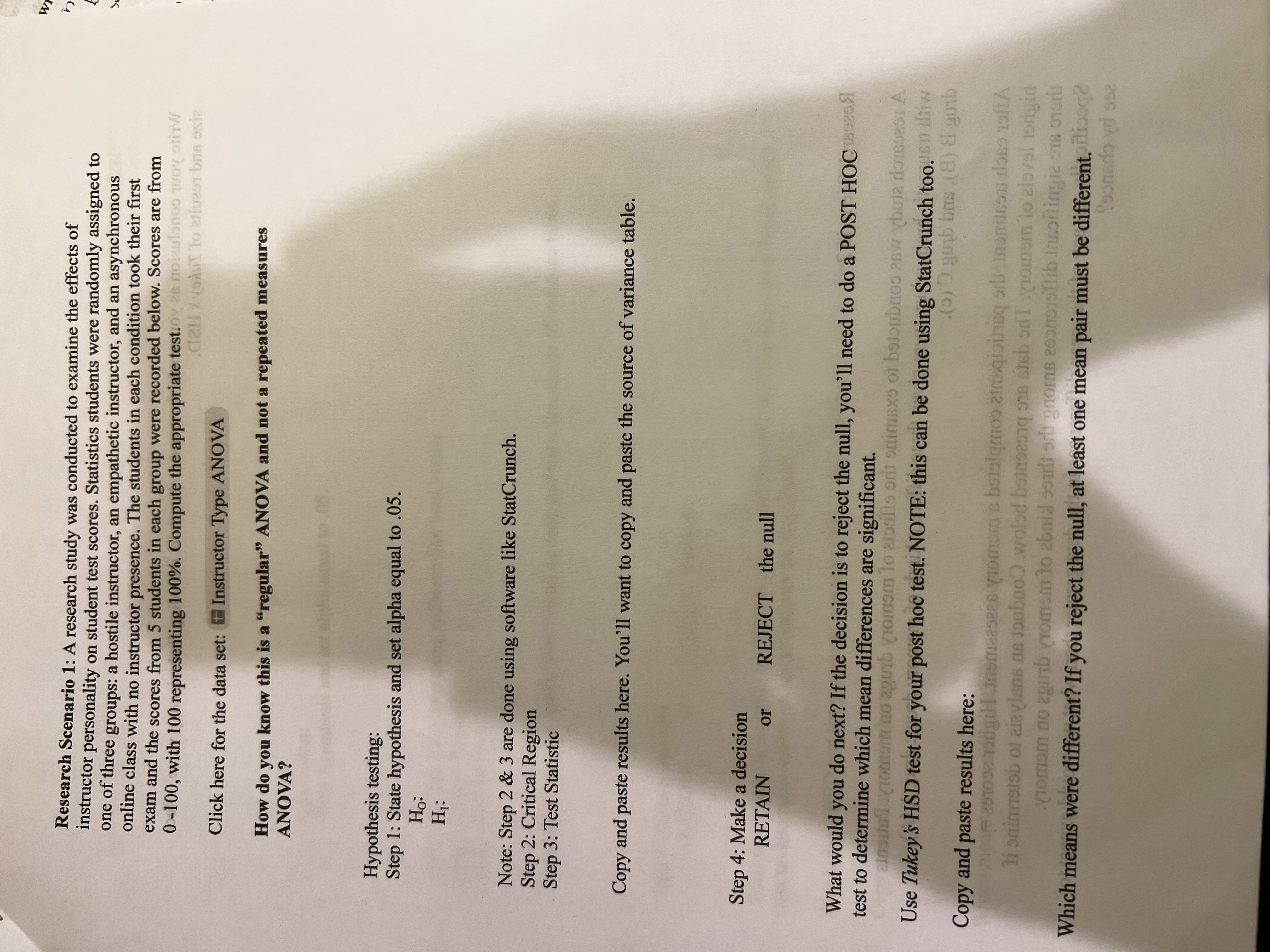 of three groups: a hostile instructor, an empathetic instructor, and an asynchronous