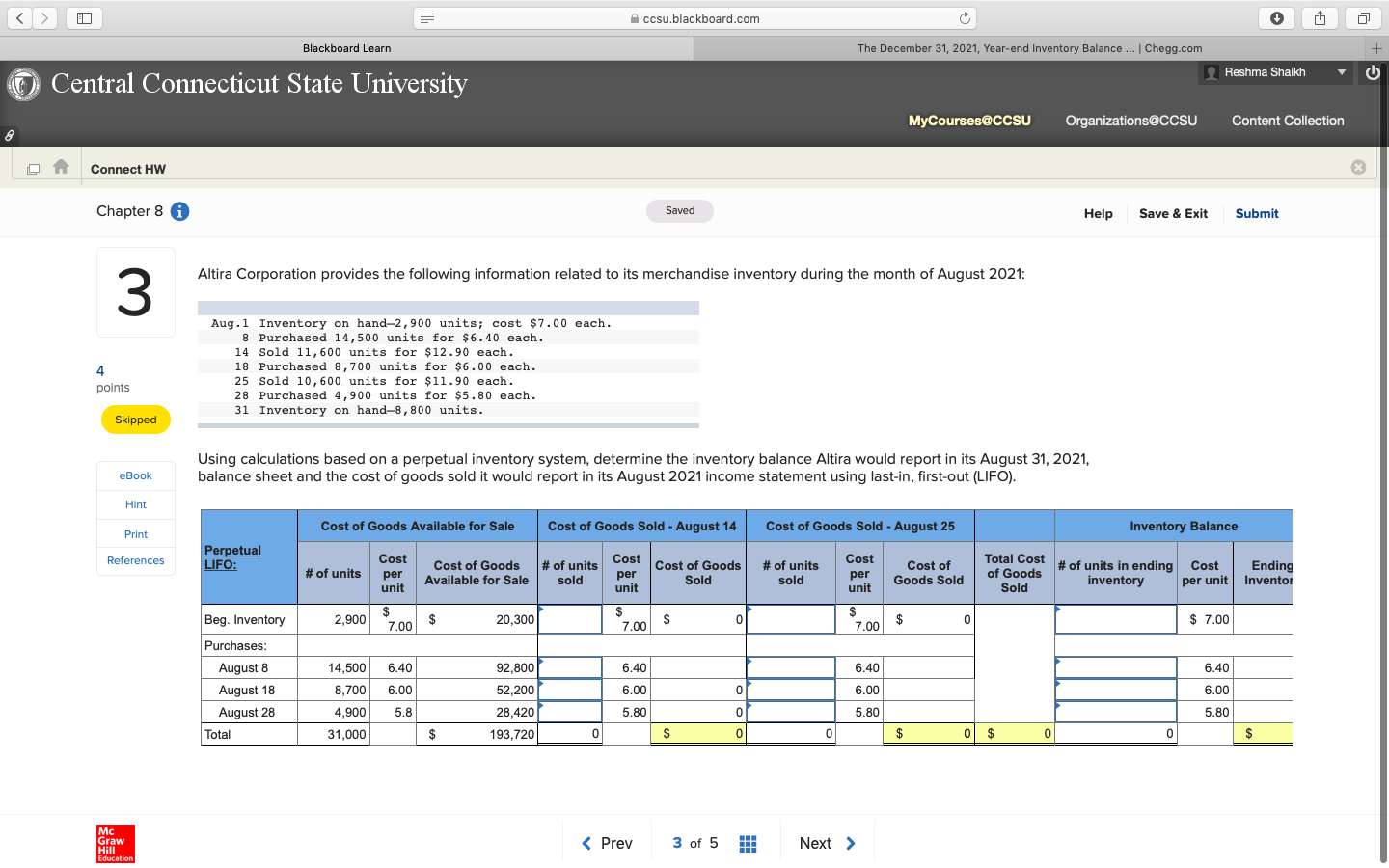 please explain in same exact format with right answer please A ccsu.blackboard.com