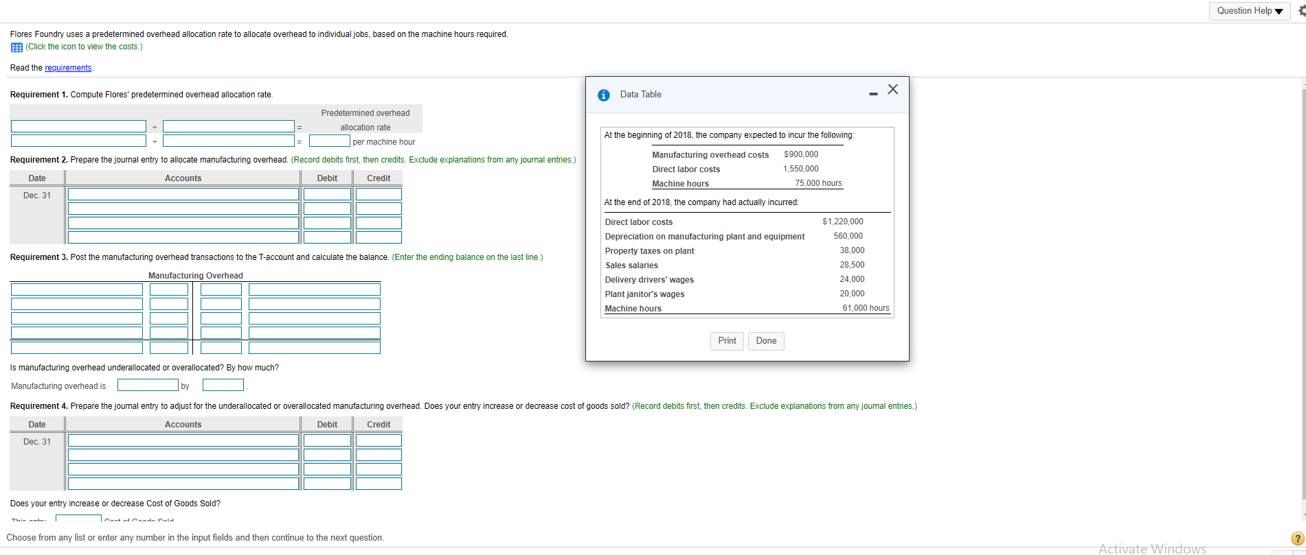 Please help with the attached question Question Help Flores Foundry uses a