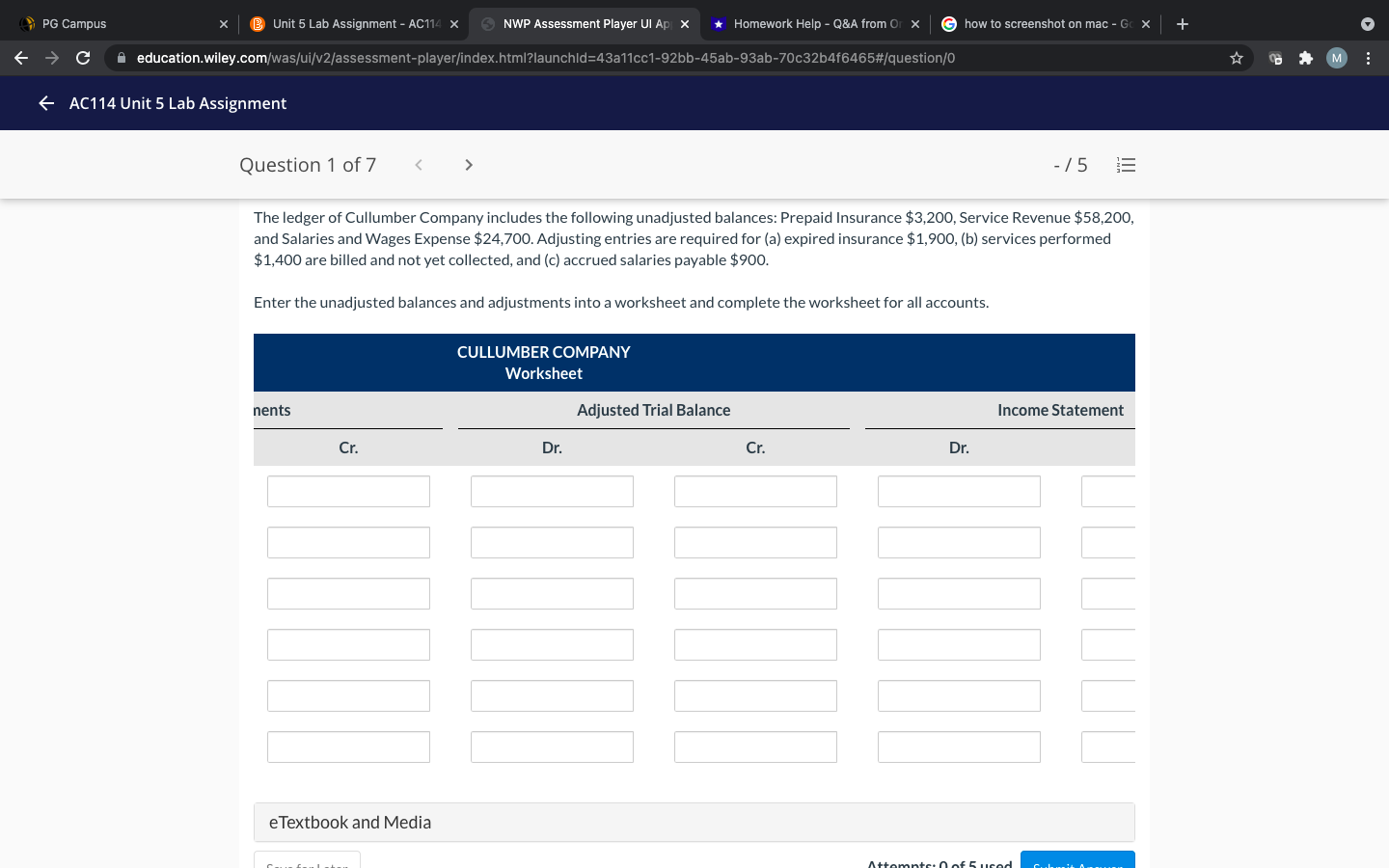 wiley.com/was/ui/v2/assessment-player/index.html?launchld=43a11cc1-92bb-45ab-93ab-70c32b4f6465#/question/0 M AC114 Unit 5 Lab Assignment Question 1 of 7 -15