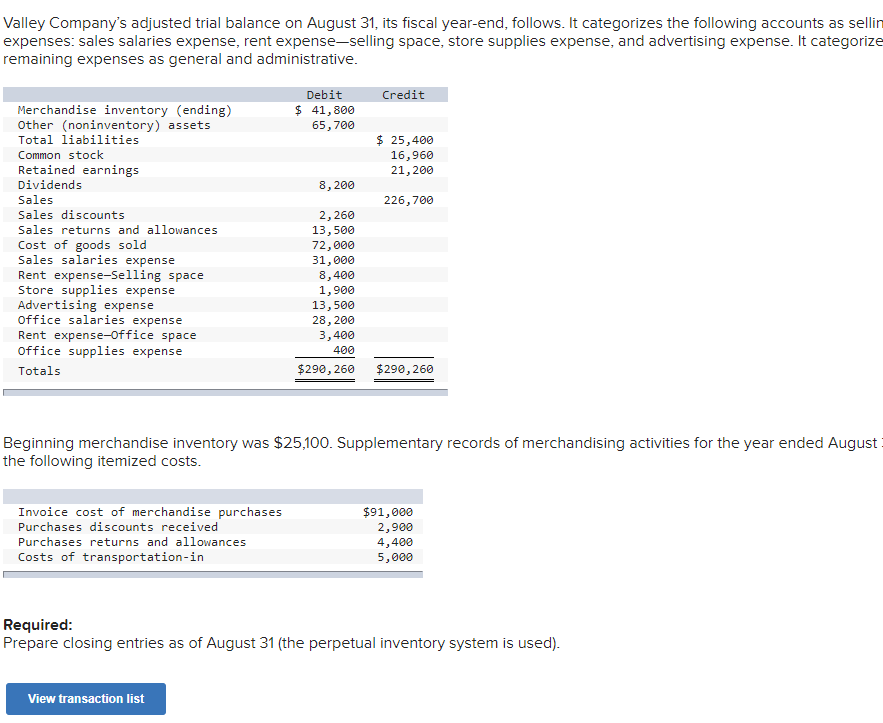 am struggling with this part of the assignment. Valley Company's adjusted trial
