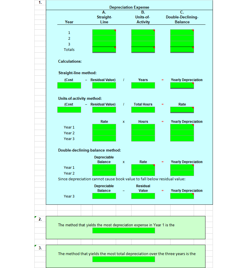 Need Help with 9-2 Comparing three depreciation methods apps vincepi UI