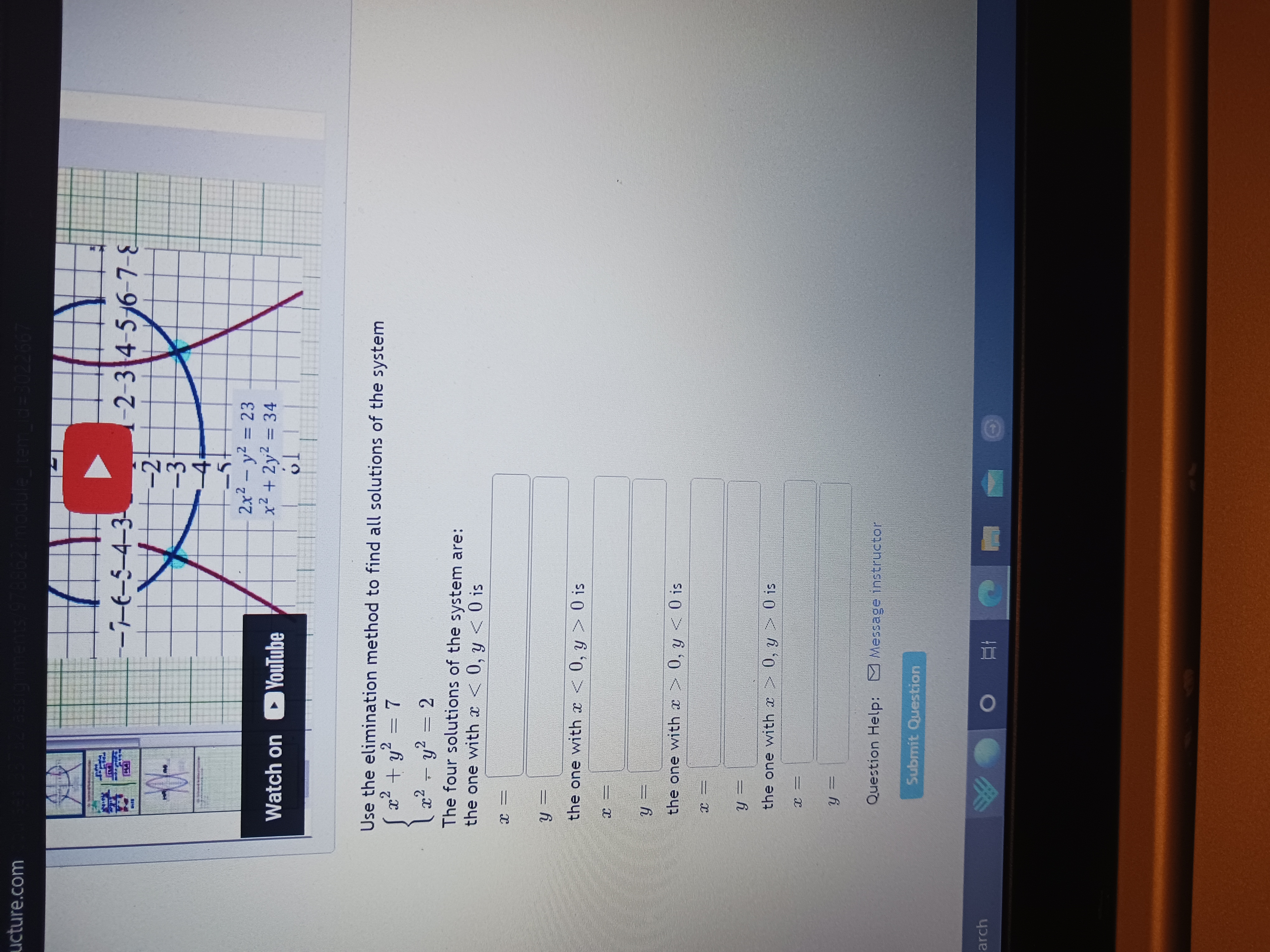cture.com 7-6-5-4-3 -2-3 4-5 6-7-8 2x2 - y2 = 23 Watch